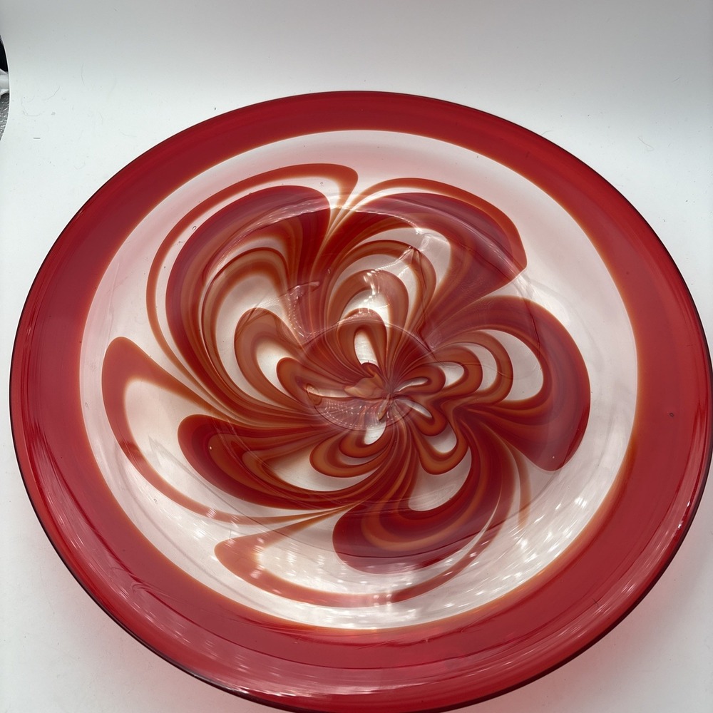 Beautiful Red Waterford Evolution 15 1/8" Dished Platter Centerpiece EUC